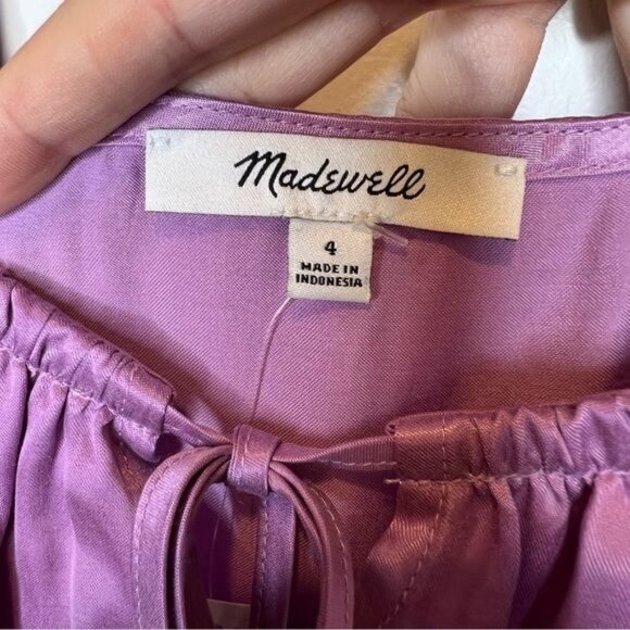 NWT Madewell Square Neck Midi Slip Dress in Lilac Satin, Size 4 - Picture 3 of 9